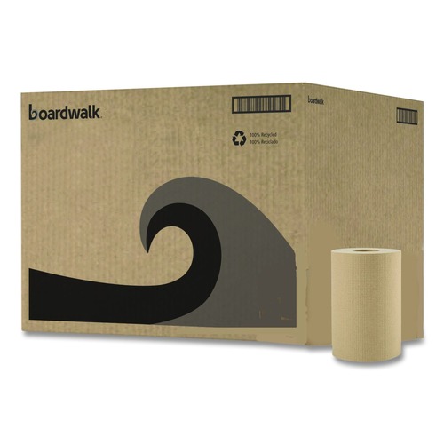 Paper Towels and Napkins | Boardwalk B6252 8 in. x 350 ft. 1-Ply Hardwound Paper Towels - Natural (12/Carton) image number 0