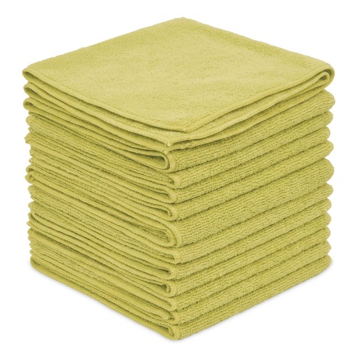 Cleaning Cloths | Boardwalk BWK12YELCLOTH 12 in. x 12 in. Microfiber Cleaning Cloths - Yellow (12/Pack) image number 0