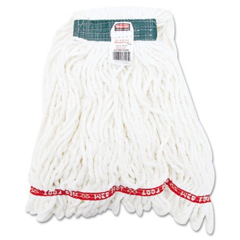 Rubbermaid Commercial Web Foot Shrinkless Looped-End Cotton/Synthetic Wet Mop Heads - Medium, White