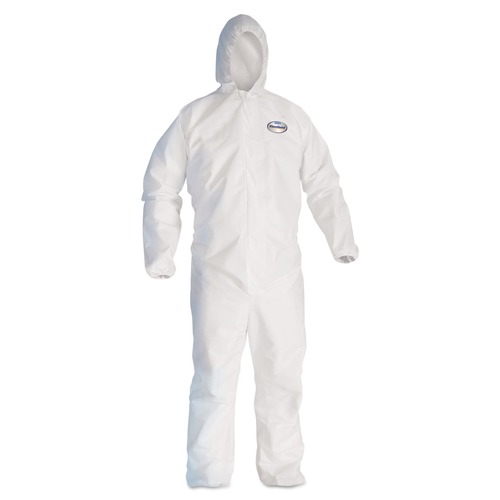Bib Overalls | Ansell KCC 46113 A30 Elastic-Back and Cuff Hooded Coveralls - Large, White (25/Carton) image number 0