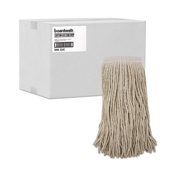 Boardwalk 12-Piece/Carton Premium Saddleback Head Cotton 24 oz. Mop Heads - White