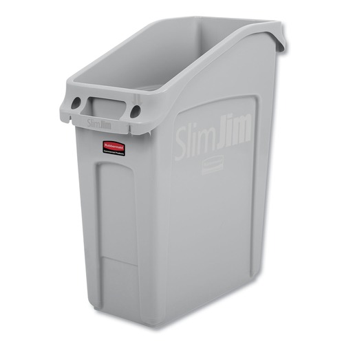 Trash & Waste Bins | Rubbermaid Commercial 2026695 Slim Jim 13 gal Polyethylene Under Counter Container - Gray image number 0