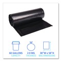 Cleaning & Janitorial Supplies | Boardwalk X7658WKKR02 38 in. x 58 in. 60 gal. 2 mil Recycled Low-Density Polyethylene Can Liners - Black (100/Carton) image number 4