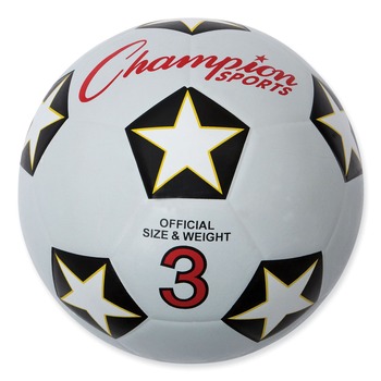 Champion Sports No. 3 Size Soccer Rubber Sports Ball - White/Black