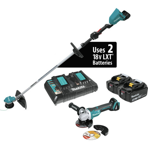 String Trimmers | Makita XRU09PTX1 18V X2 (36V) LXT Brushless Lithium-Ion Cordless String Trimmer Kit/Angle Grinder with 2 Batteries (5 Ah) image number 0