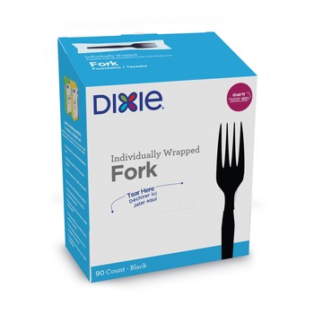 Dixie FM5W540 Grab'N Go Wrapped Cutlery Fork - Black (90-Piece/Pack)