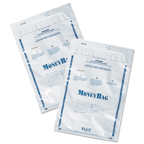 Office Jansan | PM Company PMC58001 9 in. x 12 in. Plastic Tamper-Evident Deposit Bag - White (100/Pack) image number 0