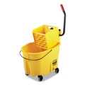 Mop Buckets | Rubbermaid Commercial FG758088YEL 35 qt. WaveBrake 2.0 Side-Press Plastic Bucket/Wringer Combos - Yellow image number 0