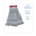 Customer Appreciation Sale - Save up to $60 off | Boardwalk BWK553 Rayon/Polyester Wide Floor Finish Mop Head - Large, White/Blue (12/Carton) image number 4