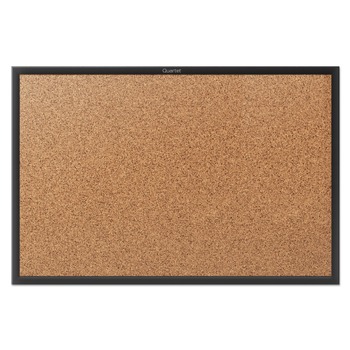 Quartet 36 in. x 24 in. Classic Series Cork Bulletin Board - Tan Surface, Black Aluminum Frame