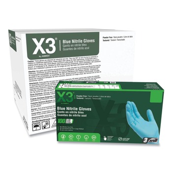 Ammex 3 mil Industrial Powder-Free Nitrile Gloves - Small, Blue (1000/Carton)