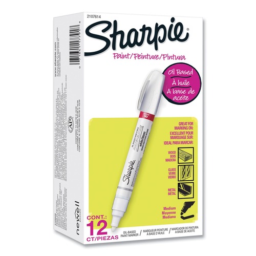 Office Jansan | Sharpie 2107614 Medium Bullet Tip Permanent Paint Marker - White (1 Dozen) image number 0