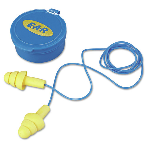 Ear Plugs | 3M 340-4002 25NRR E-A-R UltraFit Multi-Use Corded Earplugs - Yellow/Blue (50/Box) image number 0