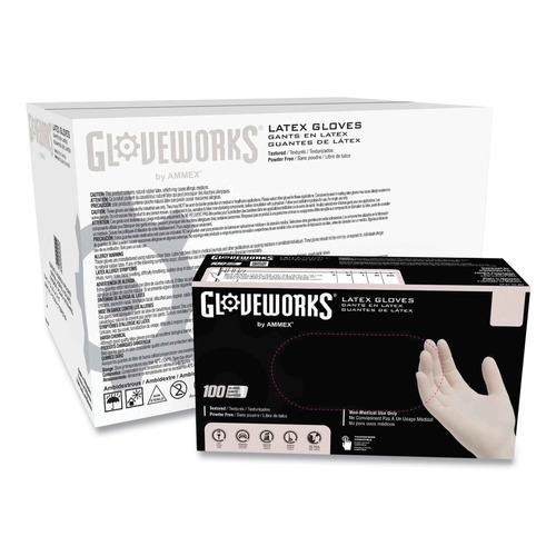 Disposable Gloves | Ammex TLF46100 4 mil Powder-Free Latex Disposable Gloves - Large, Ivory (1000/Carton) image number 0