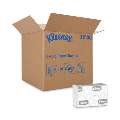 Cleaning & Janitorial Supplies | Kleenex 1500 10.13 in. x 13.15 in. 1-Ply C-Fold Paper Towels - White (2400/Carton) image number 0