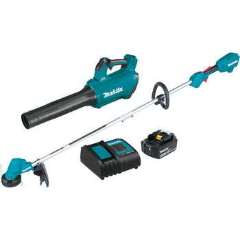 Factory Reconditioned Makita 18V LXT Brushless Lithium-Ion 13 in. Cordless String Trimmer and Blower Combo Kit (4 Ah)