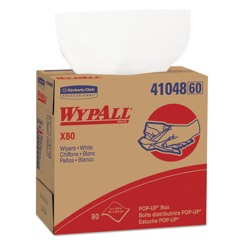  | WypAll 41048 8.34 in. x 16.8 in. POP-UP Box HYDROKNIT X80 Cloths - White (400/Carton) image number 0