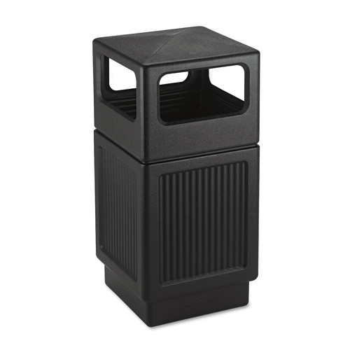 Safco 9476BL Canmeleon Side-Open Receptacle, Square, Polyethylene, 38gal, Textured Black image number 0