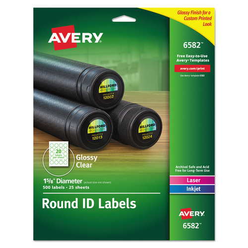 Bulk Savings Pricing 2 | Avery 06582 1.67 in. Diameter Round Print-to-the Edge Labels with SureFeed and EasyPeel - Glossy Clear (500/Pack) image number 0