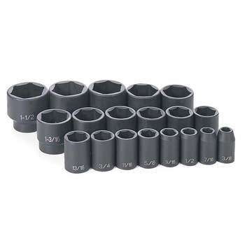Grey Pneumatic 1319 19-Piece 1/2 in. Drive 6-Point SAE Master Standard Impact Socket Set