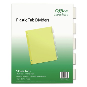 Office Essentials 11 in. x 8.5 in. 5-Tab Plastic Insertable Dividers - Clear Tabs (1-Set)