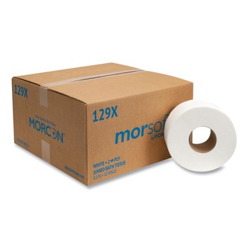 Morcon Paper 2-Ply 3.3 in. x 500 ft. Septic Safe Jumbo Bath Tissue - White (12/Carton)