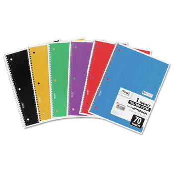Mead (70) 10.5 in. x 7.5 in. Sheets 1-Subject Medium/College Rule Spiral Notebook - Randomly Assorted Cover Color