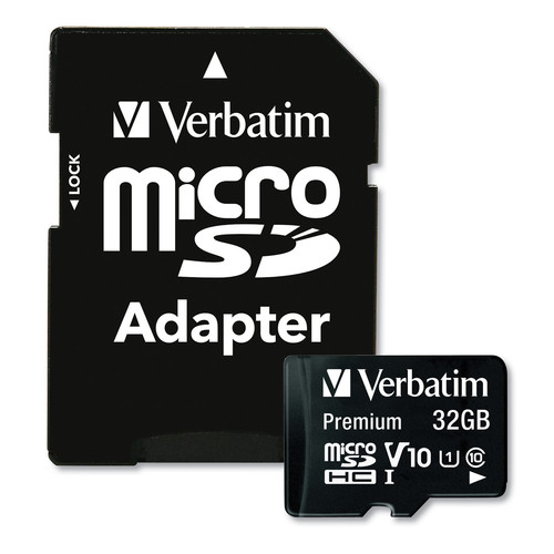 Office Electronics & Batteries | Verbatim 44083 32GB Premium microSDHC Memory Card with Adapter image number 0