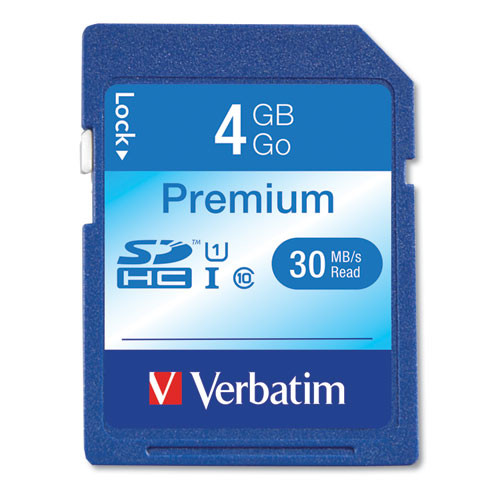 Office Electronics & Batteries | Verbatim 96171 4GB Premium UHS-I U1 Class 10 SDHC Memory Card image number 0