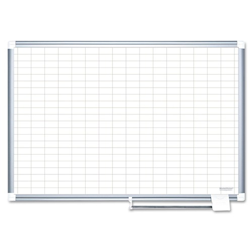  | MasterVision CR1230830 72 in. x 48 in. Board 1 x 2 Grid Magnetic Dry Erase Planning Board - White Porcelain Steel Surface, Silver Aluminum Frame image number 0