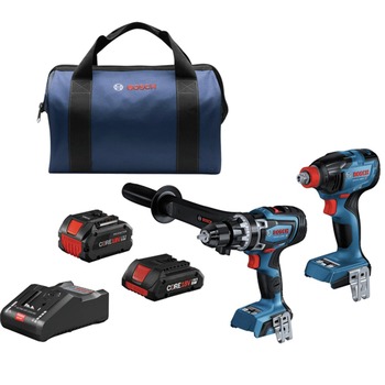 Bosch 18V Brushless Lithium-Ion 1/2 in. Cordless Hammer Drill Driver and Bit/Socket Impact Driver/Wrench Combo Kit (8 Ah/4 Ah)