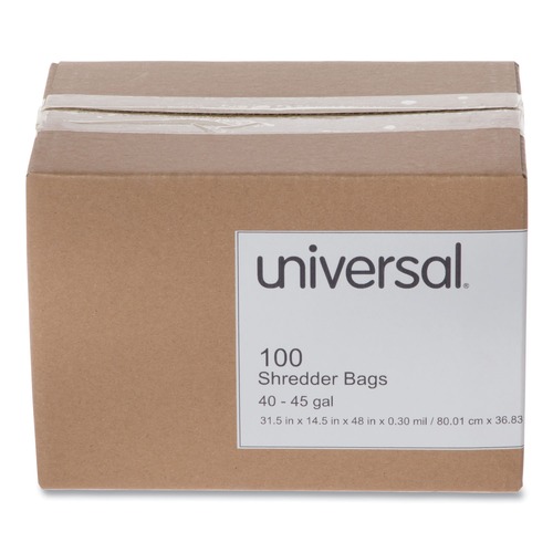 Universal 35946 100/BX 40-45 gal High-Density Shredder Bags Clear New 