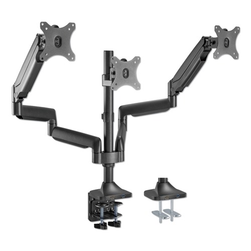  | Alera ALEAEMA3H AdaptivErgo 15.4 lbs. Capacity 360-Degree Rotation plus/-90-Degree Tilt 90-Degree Pan Triple Arm with USB for 32 in. Monitors - Black image number 0