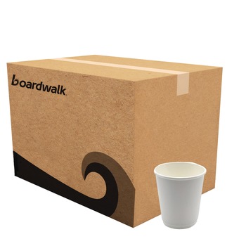 Boardwalk BWKDW8HCUP 8 oz Double-Walled Paper Hot Cups - White (500/Carton)