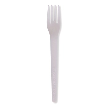 Eco-Products EP-S012-W Plantware 6 in. Fork Compostable Cutlery - White (1000/Carton)