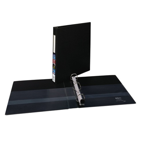 Office Jansan | Avery 79990 3 One Touch EZD Rings 1 in. Capacity 11 in. x 8.5 in. Heavy-Duty Non-View Binder with DuraHinge and Spine Label Holder - Black image number 0
