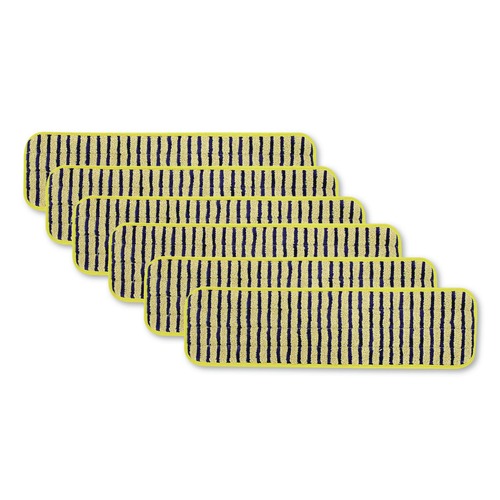 Mops | Rubbermaid Commercial FGQ81000YL00 18 in. Vertical Polyprolene Stripes Microfiber Scrubber Pad - Yellow (6/Carton) image number 0