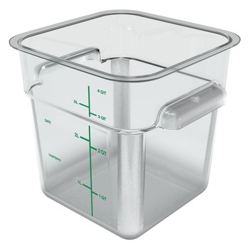 Carlisle 7.13 in. x 7.13 in. x 7.29 in. 4 qt Squares Polycarbonate Plastic Food Storage Container - Clear