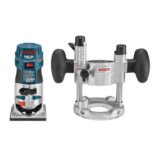 Compact Routers | Bosch PR20EVSPK Colt Palm Grip 5.6 Amp 1 HP Variable-Speed Combination Plunge and Fixed-Base Router Kit image number 0