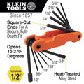 Hand Tool Sets | Klein Tools 70550 11 SAE Sizes Heavy Duty Folding Extra Long Hex Wrench Key Set image number 1