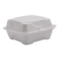 Food Trays, Containers, and Lids | Eco-Products EP-HC6NFA Vanguard 6 in. x 6 in. x 3 in. Renewable and Compostable Sugarcane Clamshells - White (500/Carton) image number 0