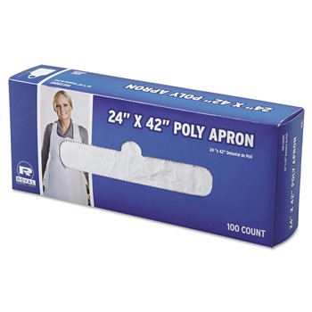 AmerCareRoyal DA2442 24 in. x 42 in. Poly Apron - One Size Fits All, White (1000/Carton)