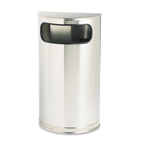 Trash & Waste Bins | Rubbermaid Commercial FGSO8SSSPL 9 Gallon Half-Round European and Metallic Series Receptacle - Satin Stainless image number 0