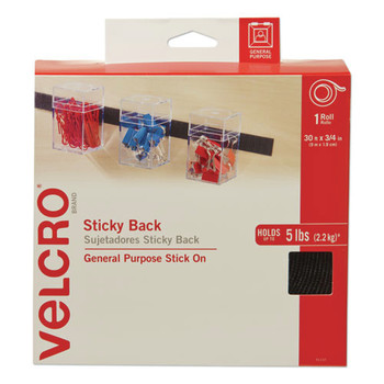 Velcro 0.75 in. x 30 ft. Removable Adhesive Sticky-Back Fasteners - Black (1-Roll)