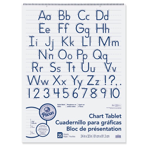 Office & Office Supplies | Pacon P0074710 25 Sheets 24 in. x 32 in. 1.5 in. Rule Presentation Format Chart Tablets - White (12/Carton) image number 0