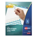  | Avery 11992 11 in. x 8.5 in. 5-Tab Print and Apply Contemporary Color Tabs Index Maker Clear Label Dividers - White (25/Box) image number 0