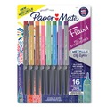 Office Jansan | Paper Mate 2129448 Medium 0.7 mm Stick Flair Metallic Porous Point Pen - Assorted Ink and Barrel Colors (16/Pack) image number 0
