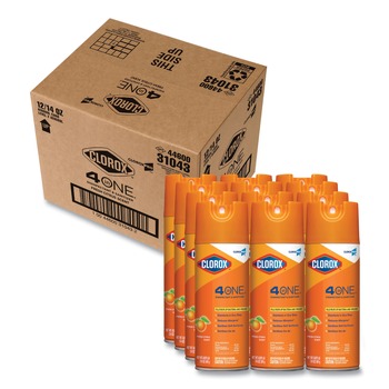 CLEANERS AND CHEMICALS | Clorox 31043 14 oz. Citrus 4-in-1 Disinfectant and Sanitizer Aerosol Spray (12/Carton)