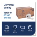 Toilet Paper | Tork 112990 1-Ply Septic Safe Universal Bath Tissue Roll with OptiCore - White (36/Carton) image number 3