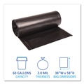 Cleaning & Janitorial Supplies | Boardwalk BWK526 38 in. x 58 in. 60 gal. 2 mil Recycled Low-Density Polyethylene Can Liners - Black (100/Carton) image number 3